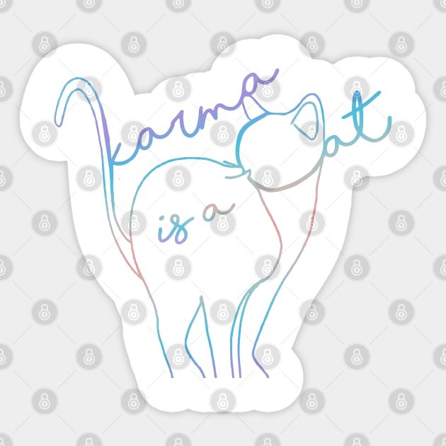 karma is a cat - pastel Sticker by Fun Shirt Store